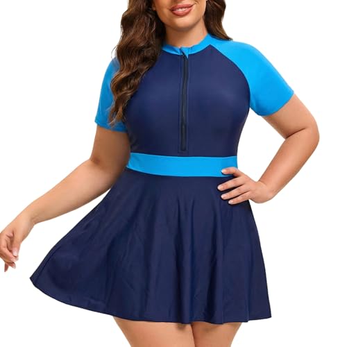Traje de baño de dos piezas con cremallera frontal y mangas protectoras