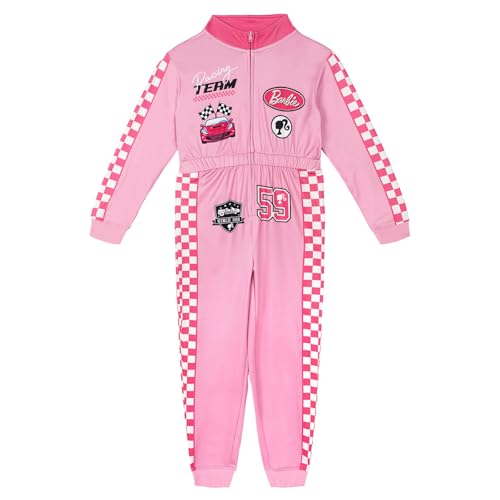 Barbie Toddler Girls Racing Zip Up Coverall Pink 2T
