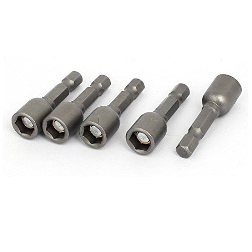 Sourcingmap 40mm Long 8mm Inner Dia Metal Magnetic Socket Hex Nut Driver Adapter Bits 5pcs, 8mm x 40mm