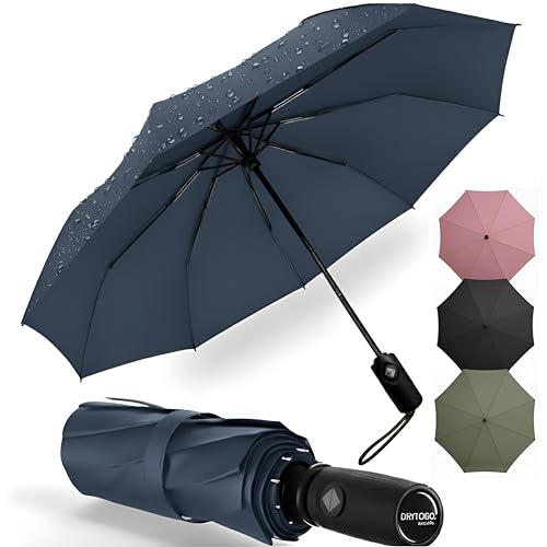 drytogo Paraguas plegable antiviento I Paraguas extra ligero 390 g I Paraguas pequeño Ø100 cm, para viaje y uso diario I Umbrella con apertura y cierre automático I Perfecto para mujer y hombre I