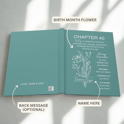 Personalized 40th Birthday Journal for Women, Custom Name Birth Flower Notebook, Hardcover Floral Writing Diary, Matte Lined Journal Gift for Wife, Mom, Daughter, Sister or Best Friend - ABDAY40_2 - Image 3