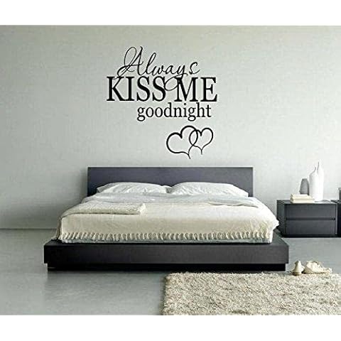 customwallsdesign Always Kiss Me Goodnight Wall Decal Bedroom Decor Wall Decal Love Wall Decal Vinyl Lettering Cover