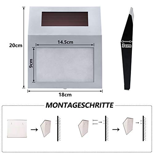 Aufun LED osvětlení domovní čísla s 2 LED solárními domovní číslem ušlechtilá ocel solární osvětlení domovní osvětlení LED osvětlení domovní osvětlení domovní osvětlení LED nástěnné svítidlo - Silver