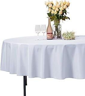 VEEYOO 90" Inch Round Tablecloth 100% Polyester Circular Wrinkle Free Table Cloth –