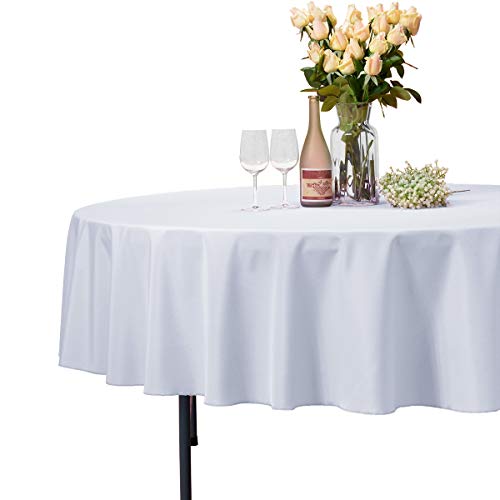 VEEYOO 90" Inch Round Tablecloth 100% Polyester Circular Wrinkle Free Table Cloth –