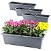 GarPet 4X Blumenkasten mit Wasserspeicher Blumenkasten Fensterbank Pflanzkasten Outdoor Wasserstandsanzeiger Gießschacht Bewässerungsband 50 cm Anthrazit