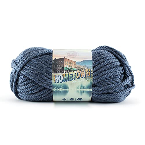 Image of Lion Brand Yarn 135-108I Hometown Yarn, Washington Denim (1 skein) | Super Bulky Acrylic Fiber for Warm Crochet Blankets, Knit Winter Hats, Chunky Cardigans, Soft Scarves, Weaving