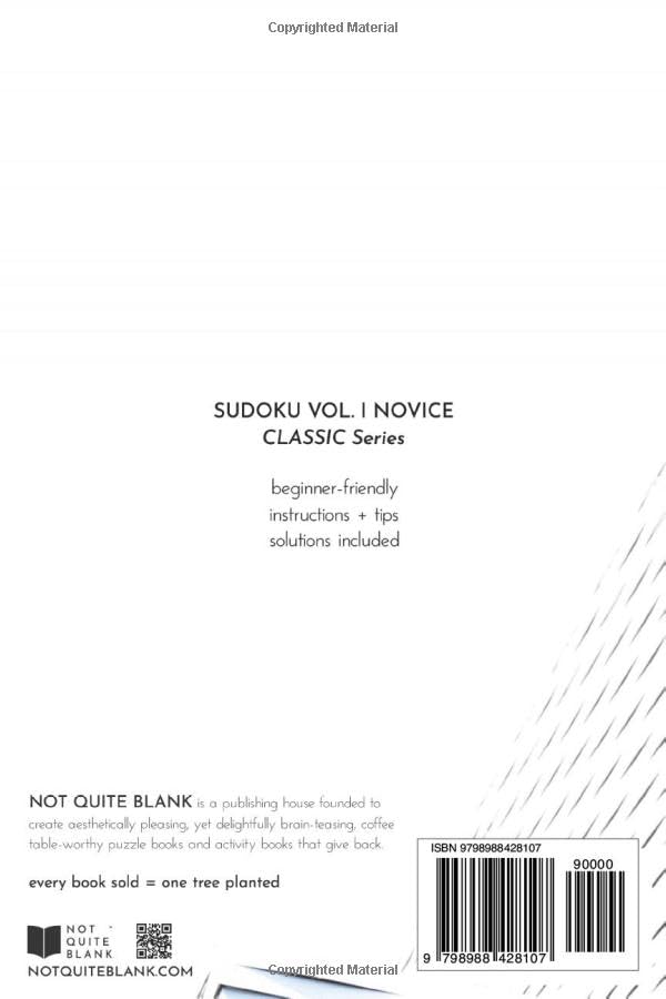 Miniatura 2 de Not Quite Blank - SUDOKU - Volume 1 Novice A Book of 360 Large Print Very Easy to Medium Sudoku Puzzles for Adults and Teens (Classic Series)