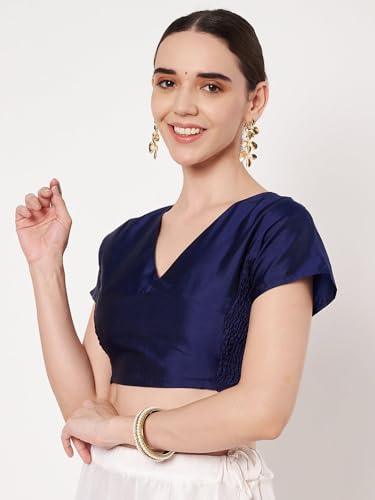Image of studio rasa Women's Silk Blend Stretchable Blouse for Festive Wedding Party