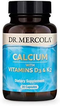 Dr. Mercola, Calcium with Vitamins D3 & K2 Dietary Supplement, 30 Servings (30 Capsules), Supports Bone Health, Supports Cardiovascular Health, Non GMO, Soy Free, Gluten Free