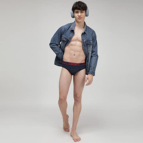 Image of sporto Men's Solid Cotton Brief with Soft Elastic Waistband (Pack of 3) Black