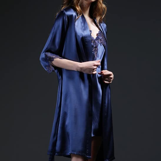 Amazon.com: PNAWLLCF Real Silk Pajamas for Women Night Dress 2 Pcs Kimono  Robe & Silk Nightgown Sleepwear Sets Silk Pyjamas(D,XL Code) : Everything  Else
