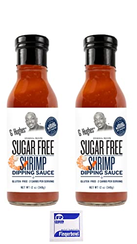 G Hughes Sugar Free Shrimp Dipping Sauce Bundle, Includes Two 12 oz Sugar Free Shrimp and Five Wet Wipe Towelettes