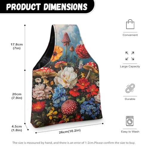 Image of Mushroom knitting Bag Organzier Yarn Bags for Crocheting Hook Organzier Lightweight Knitting Tote Bag Holding Yarn Knitting Needles,Small