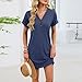 Women's Casual Nightgown Short Sleeve Solid House Dress Fashion V Neck Button Soft Cozy Sleepwear Loungewear 2026 Navy