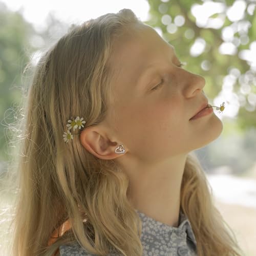 Earrings for Girls Kids, 925 Sterling Silver Post Hypoallergenic Girls Earrings CZ Letter Earrings for Girls Teen Girls Initial Earrings for Girls Teen Girls Kids Toddler Christmas Gifts3