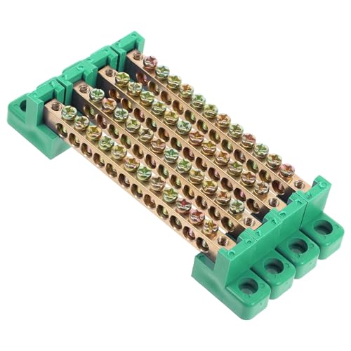 Bloque de terminales de cobre de conexión eléctrica con base verde, 4 piezas