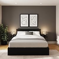 GFW Classic Leather Upholstered Ottoman Storage Bed With Gas End Lift & Under Bed Storage, King Size, Faux Leather, Black