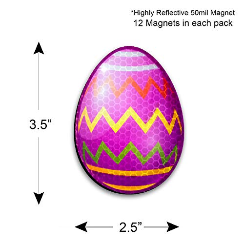 Bigtime Signs 12 Piece Jumbo Reflective Easter Eggs Decor Magnet Set - Fun Automotive Car Decoration Kit - Also For Refrigerator Or Mailbox | 1 Of Each Color #TOP7