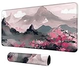 Mountains with Pink Flowers for MTG & TCG Playmat Mouse Pad,BFDHGQZC 24' x 14' Game Mat for MTG/RPG/CCG Trading Card Game Playmats Table Mat Perfect for Card Games Video Games Computer Office