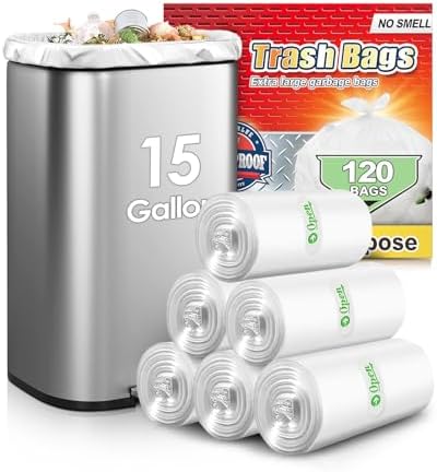 15 Gallon 120 Count Tall Kitchen Trash Bags 13 Gal 15 Gal 16 Gal ...