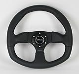 NRG Steering Wheel - 09 (Flat Bottom) - 320mm (12.60 inches) - Black Leather / Oval - Part # ST-009R