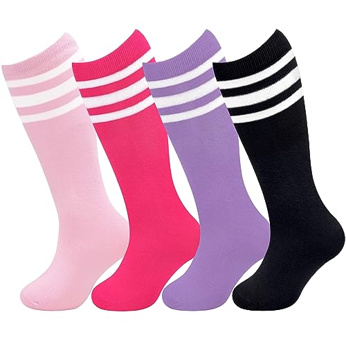 Sarfel 4 Pairs Youth Kids Toddler Soccer Socks Girls Boys Baseball Socks Kids Football Softball Accessories Team Sports2