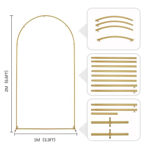 Vincidern 6.6 FT Wedding Arch Backdrop Stand for Parties, Balloon Arch Stand, Wedding Arches for Ceremony, Metal Arch Backdrop Stand for Bridal Baby Showers, Birthday Party Decoration Door Frame Gold - Image 4