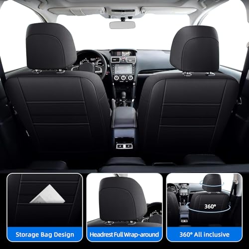 Image of IKABEVEM Custom Fit Seat Covers for Subaru Forester 2014-2018 Faux Leather