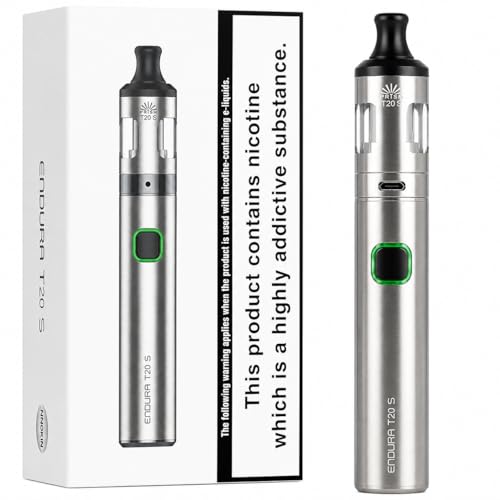 INNOKIN ENDURA T20S Vape Kit [Silver] - Pocket Friendly Vape Pen Style Constant Power 1 Charge for 1 Day Simple One Button Operation Prism S Coils Compatible E Cigarettes No Nicotine