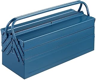 Deuba Tool Box Empty Big Steel 5 Compartments Tool Case Blue Garage Organiser Case 53x20x20 cm (21x8x8 IN)