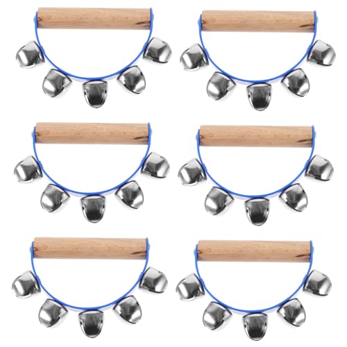 JOINPAYA Versatile 6 Piece Semicircle Tambourines Hand Bells for Adults for Parties Families and Music Education