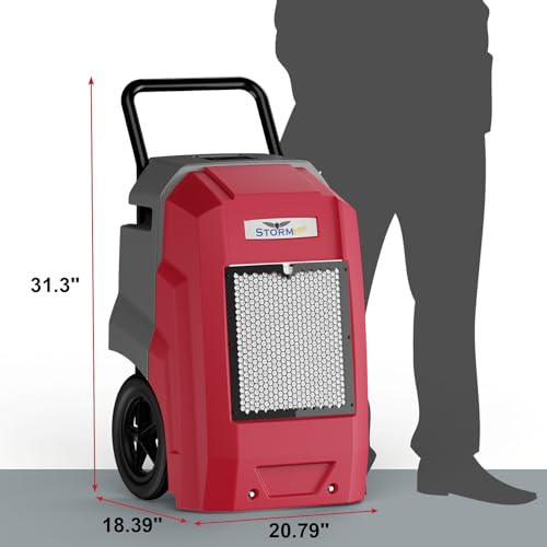 Image of ALORAIR 180 PPD Commercial Dehumidifier with Pump, LGR Technology, Heavy-duty for Water Damage Restoration, Flood Cleanup and Basements, 6-Year Warranty, Storm Pro (Red)