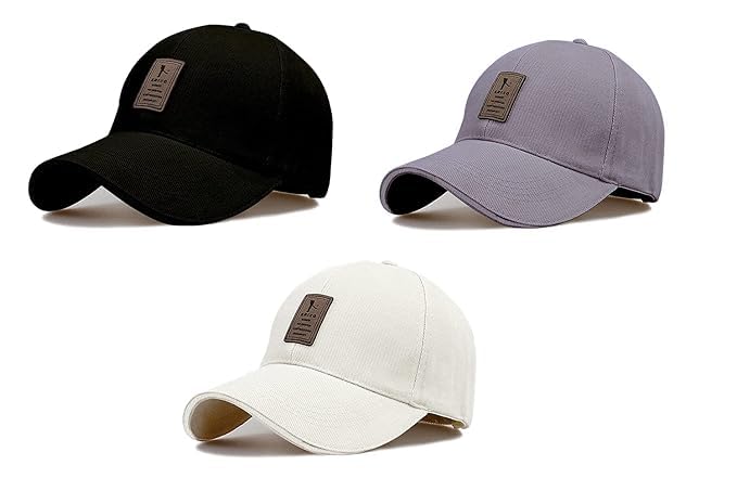 Image of rytoria Combo 3 Pcs Cap for Men and Women Unisex Cotton Caps Adjustable Strap Free Size Summer Sports Cricket Gym Dance