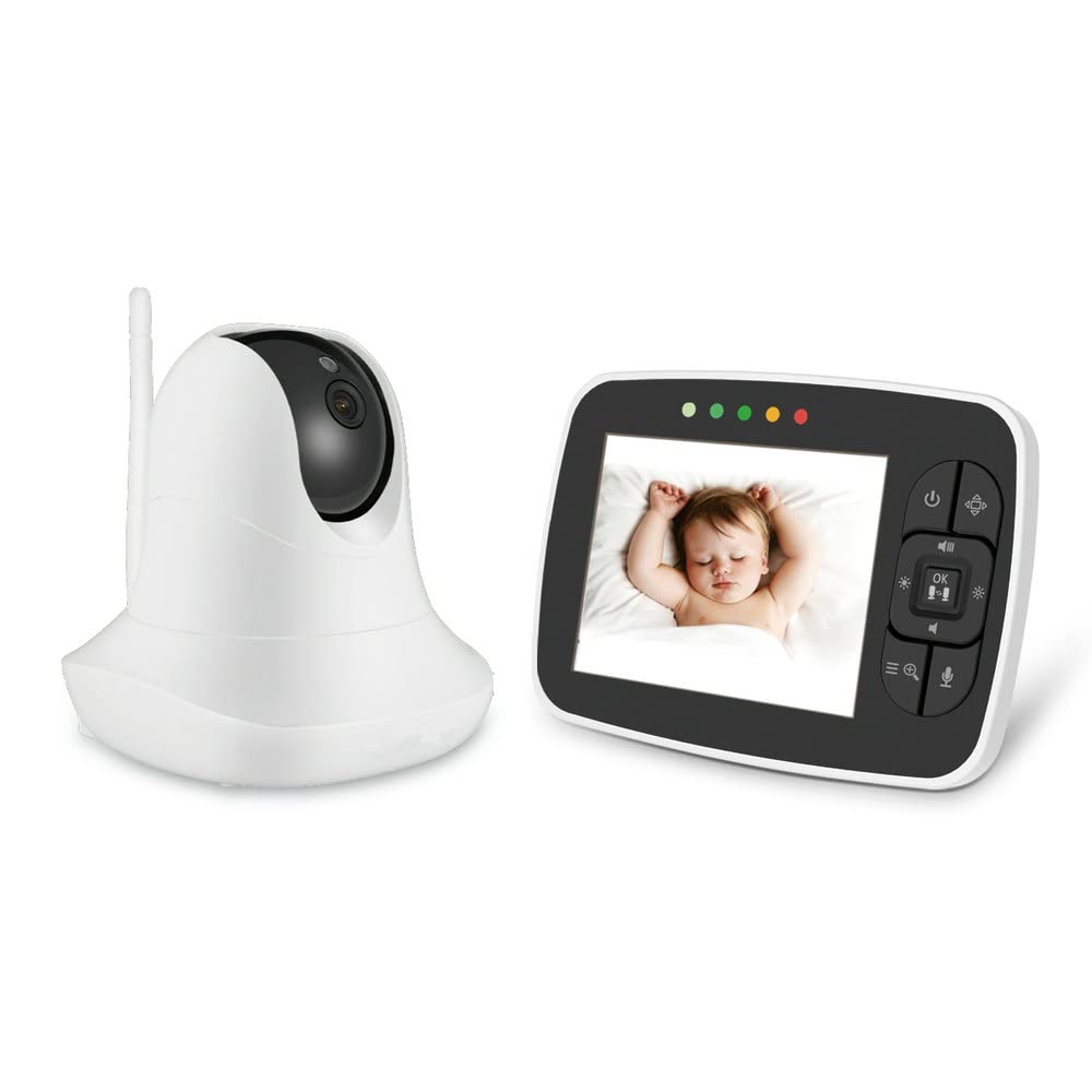 BW Baby Monitor Smart Baby Monitor da 3,5 pollici con telecomando Pan& Tilt & Zoom Camera, Audio bidirezionale, visione notturna, modalità VOX, monitoraggio della temperatura, ninne nanne, lungo