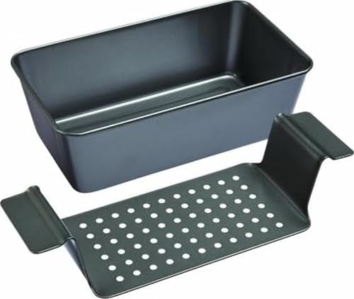 Chicago Metallic 2-Piece Healthy Meatloaf Pan with Draining Insert Professional Grade Non-Stick Carbon Steel Baking Pan with Lift and Serve Feature