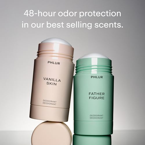 Image of PHLUR Vanilla Skin & Father Figure Deodorant Set, 1.76 oz Each | Aluminum Free Deodorant for Women & Men, Long Lasting Odor Protection, Deodorant Stick