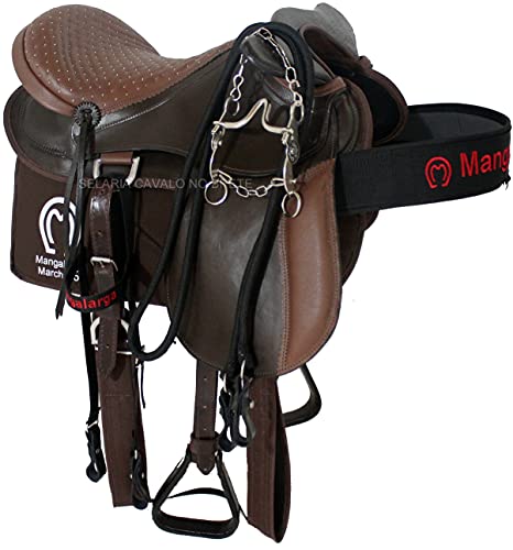 Sela de Cabeça Marrom Arreada Completa com Acessórios Manta Peitoral e Cabeçada Rédea Freio Sela par