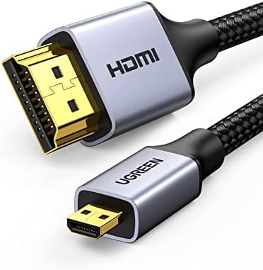 UGREEN 4K Micro HDMI to HDMI Cable 6.6FT, Aluminum Shell Braided High Speed 18Gbps,4K 60Hz HDR 3D ARC Compatible with GoPro Hero 7 6 5 Raspberry Pi 4 Sony A6000 A6300 Camera Nikon B500 Yoga 3 Pro