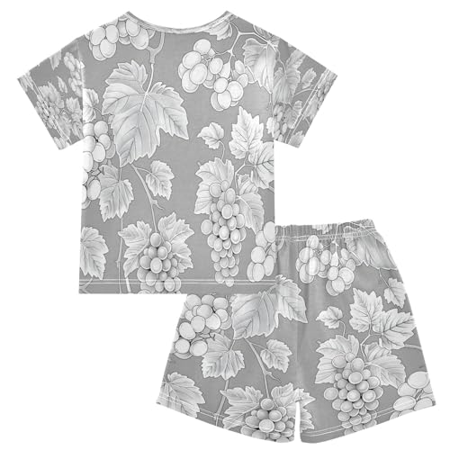 senya Short Sleeve Pajamas Sets Summer Cotton Sleepwear Grape Gray Background2