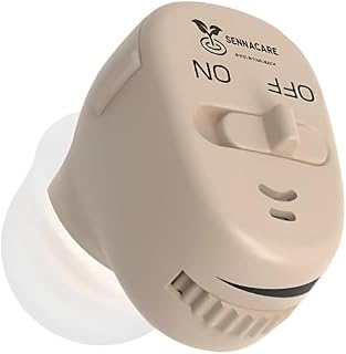 Invisible Hearing Aid for Seniors with Zinc Air Batteries, 35dB Sound Gain, Adjustable Volume Hearing Aid Devices, Beige