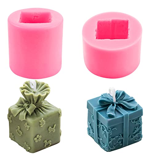 Kerzen Formen Silikon Kerzen Gießform 3D Silikonform Kerze Kerzengießform DIY Kerzen Geschenkbox Form für Handgefertigte Seife Duftkerzen Handwerk Ornamente(2 Stück) Cover