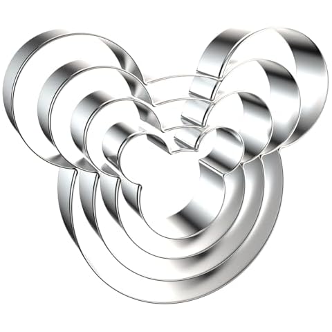 Mouse Cookie Cutter Set - 5 inch, 4 inch, 3 inch, 2 inch - 4 Piece Cartoon Mouse Head Face Cookie Cutters Shapes Molds for Kids - Stainless Steel Cover