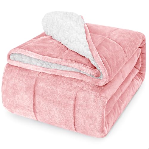 Image of yescool Weighted Blanket for Adults (15 lbs, 48 inch x 72 inch, Hot Pink) Heavy Blanket for Sleeping Perfect for 140-160 lbs, Twin Size Breathable Blanket with Premium Glass Bead, Machine Washable