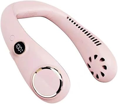 Neck Fans Portable Rechargeable Bladeless Neck Fan USB Personal Fan 3000 mAh Battery Operated Fan 3-Speed Adjustable Faster Cooling Ultra-Quiet Suitable for Home Office Travel Sports Pink