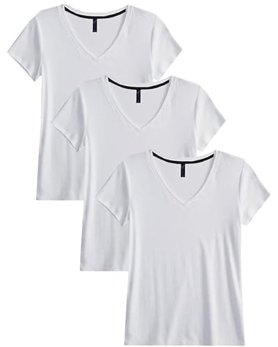 Kit 3 Blusas Blusinhas Feminina Slim Babylook Algodão Gola V (GG, 3 Brancos)