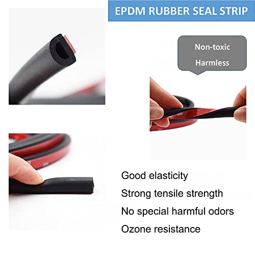 Automotive Universal Self Adhesive D-Shape Door Seal Soundproofing Noise, Self-Adhesive Backing Seals Large Gap,0.394" Height X 0.275" Width, Car Motor Auto Door Rubber Weather Stripping (10Feet) #TOP2