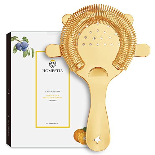 Homestia Hawthorne Sieb mit Sternmuster Edelstahl 4 Zinken Frühling Cocktail Sieb Heavy Dudy Bar Werkzeug Gold Cover