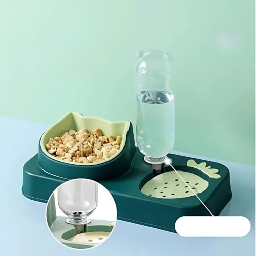 Comedouro e Bebedouro Dual Fluffie para Cachorros e Gatos - Dispenser de Água com Limitador de Acess