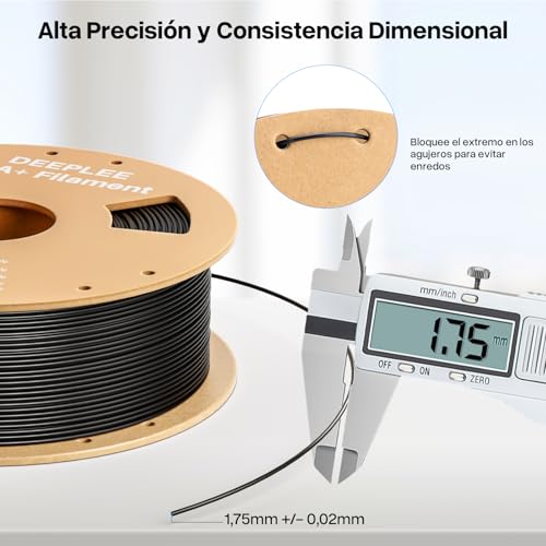 Miniatura 3 de Deeplee Filamento Pla Plus 1.75mm - Bobina De 1 Kg, Color Morado - Mayor Resistencia Y Dureza - Precisión 0.02mm Sin Atascos - Compatible Con Fdm